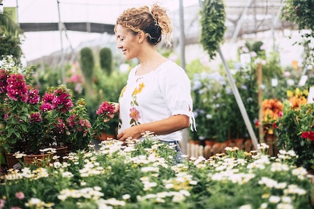 woman tending garden